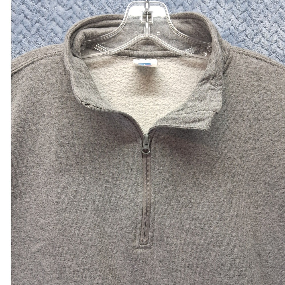 Y2K Russell Athletic Men 3XL Heather Gray Quarter Zip Fleece Pullover Sweatshirt